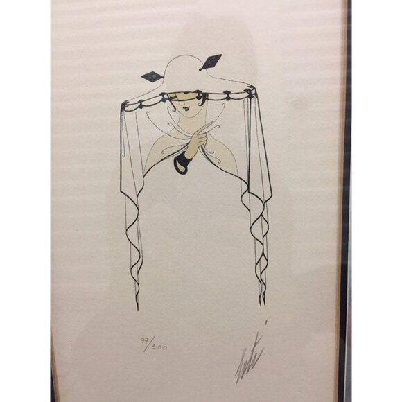 Erte "LaBelle Big Brim Hat With Lace Veil" Silkscreen 99/300 Signed In Pencil - Picture 5 of 7